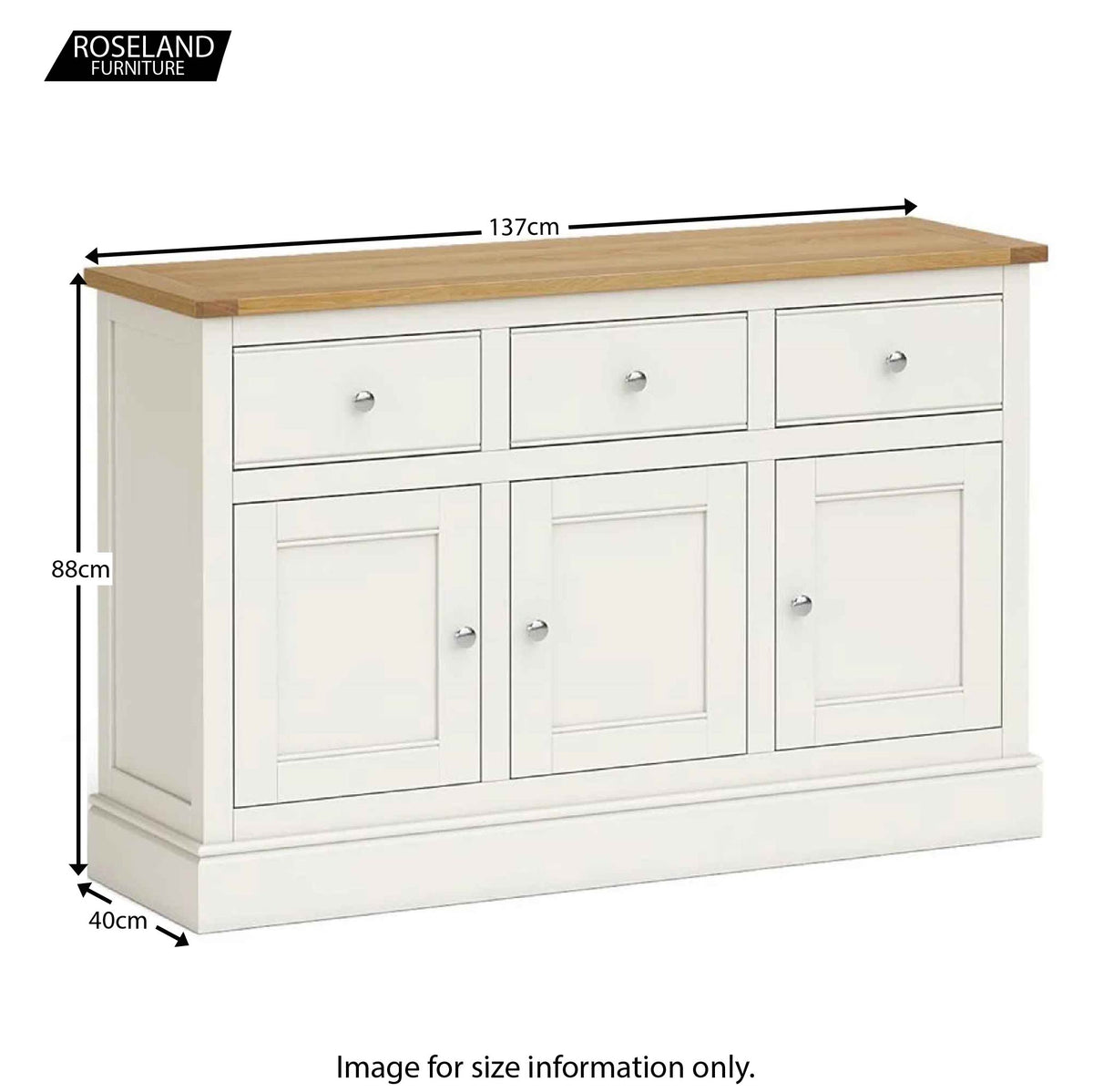Chichester Large Sideboard in Ivory - Size Guide