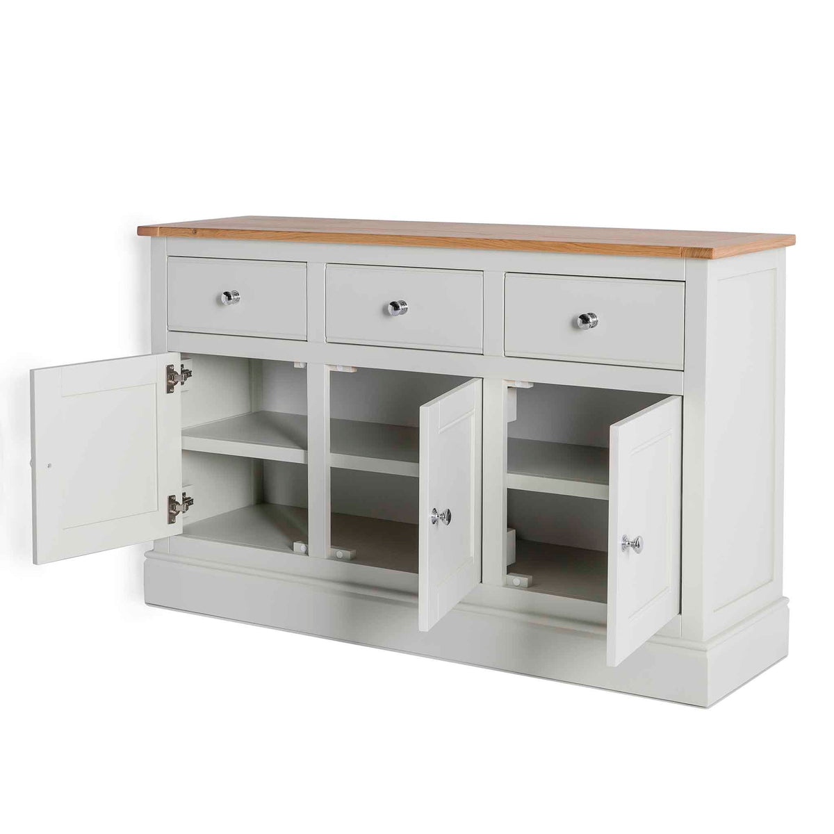Chichester Ivory Large Sideboard - Side view with doors open