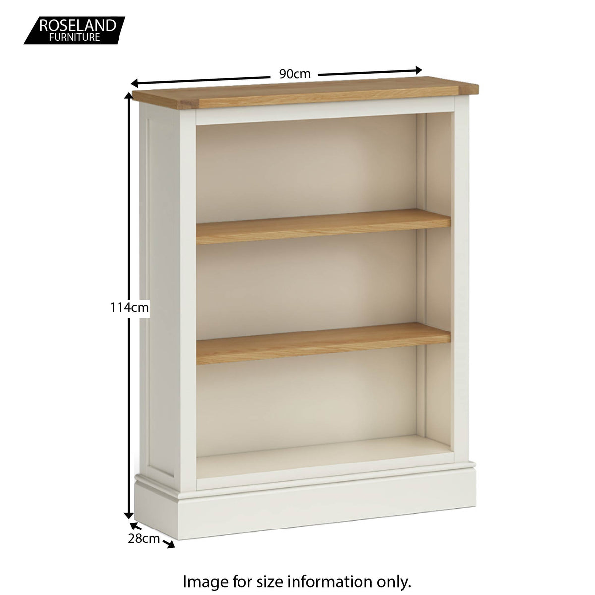 Chichester Small Bookcase in Ivory - Size Guide