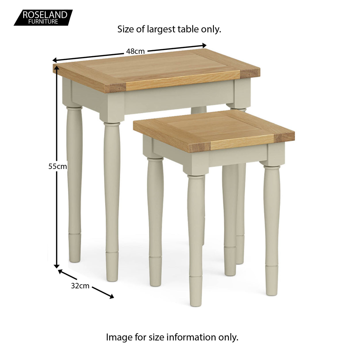 Chichester Ledum Green Nest of Tables - Size Guide