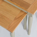 Close up of the oak tops on the Chichester Ledum Green Nest of Tables