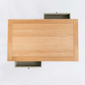 Top view of the oak table top on the Chichester Ledum Green Coffee Table