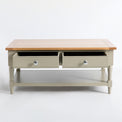 Opened drawer view of the Chichester Ledum Green Coffee Table