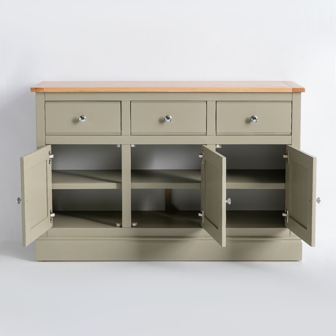 Internal view of the Chichester Ledum Green Large Sideboard