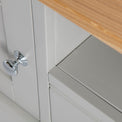 Close up of the painted grey wooden frame on the Chichester Grey Small TV Unit