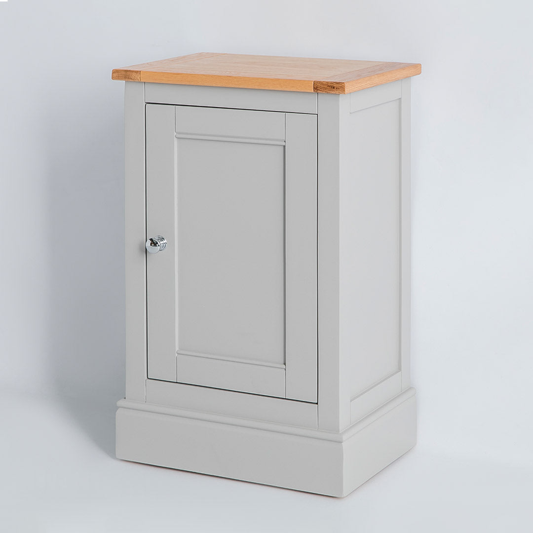 Side view of the Chichester Chester Grey Slim Mini Cupboard