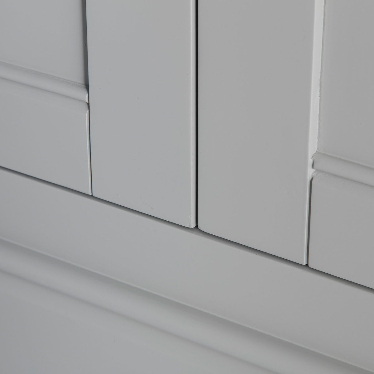close up of the 2 doors on the Chichester Grey Corner Cupboard