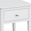Chester White Lamp Side Table - Close up of drawer front