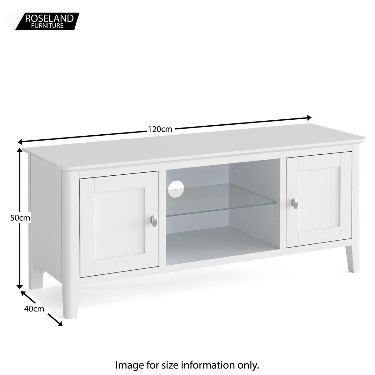 Chester White 120cm Large TV Stand - Size Guide