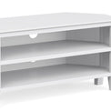 Chester White Corner TV Stand - Close up of shelves