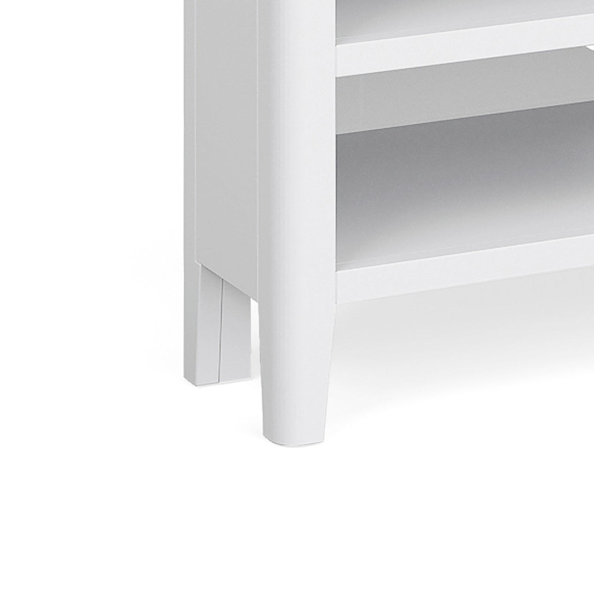 Chester White Corner TV Stand - Close up of feet