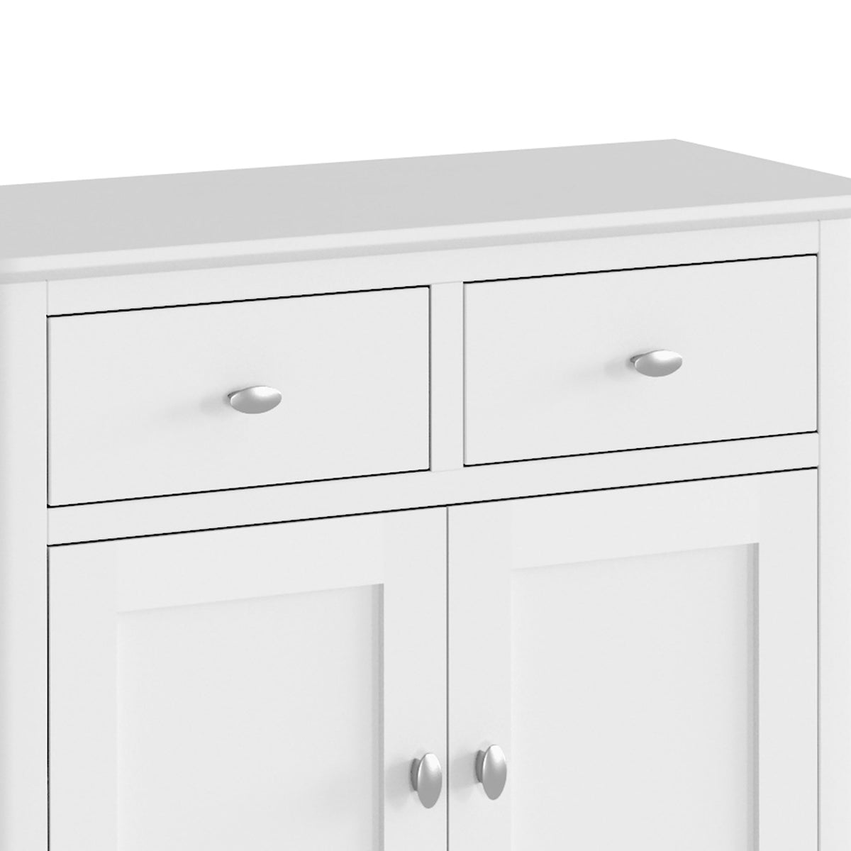Chester White Mini Sideboard - Close up of drawer fronts