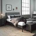 Bedroom Lifestyle image of the Dumbarton Charcoal Grey Bedside Table Cabinet