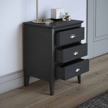 Dumbarton Charcoal 3 Drawer Bedside Table