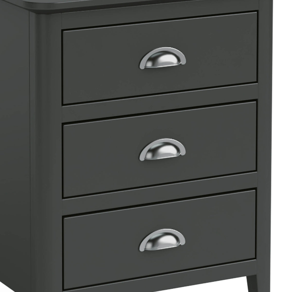 Dumbarton Charcoal Grey Bedside Table - Close up of drawer fronts