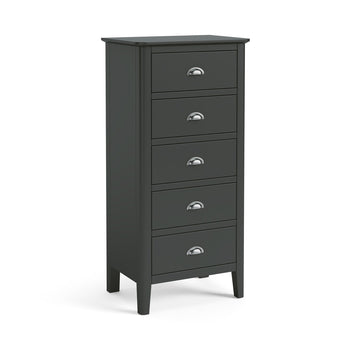 Dumbarton Charcoal Tallboy Chest with 5 Drawers