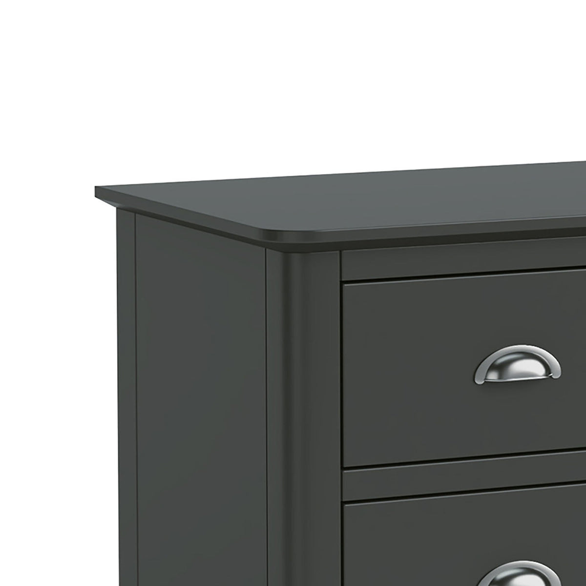 Dumbarton Charcoal Grey 2 over 3 Chest of Drawers - Close up of top