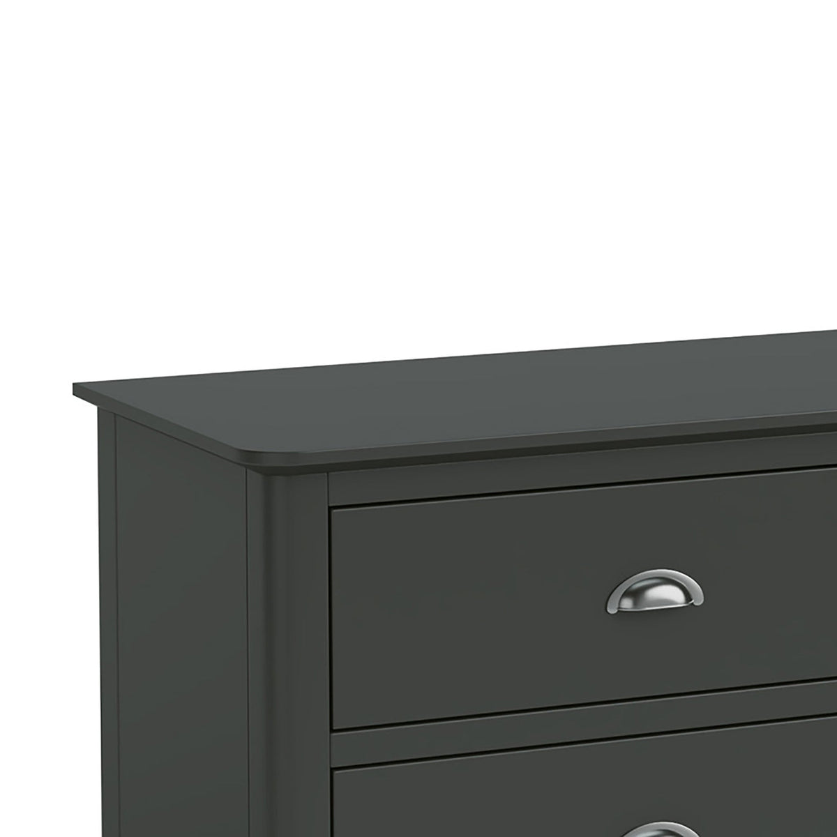 Dumbarton Charcoal Grey 3 over 3 Large Chest of Drawers - Close up of top