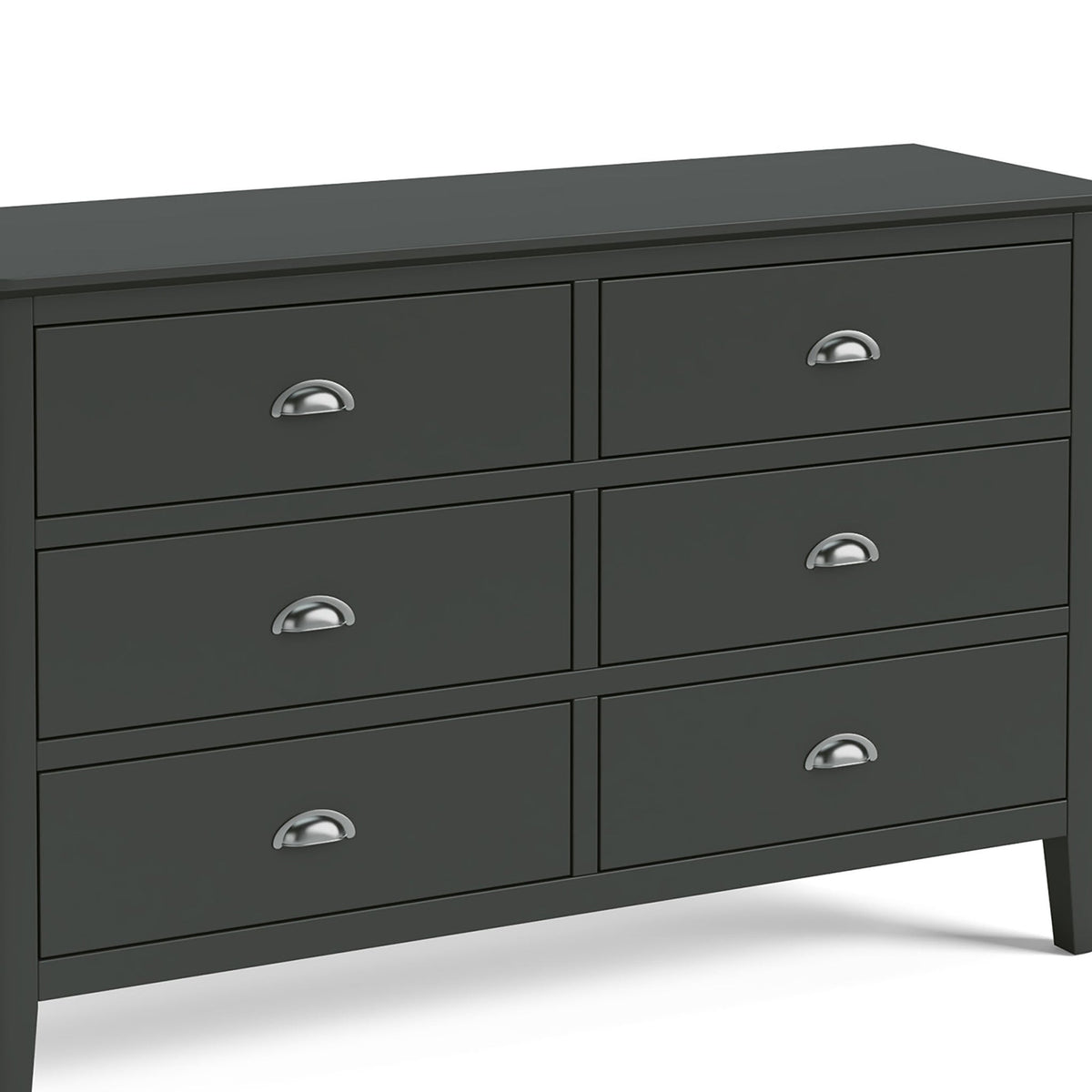 Dumbarton Charcoal Grey 3 over 3 Large Chest of Drawers - Close up of drawer fronts