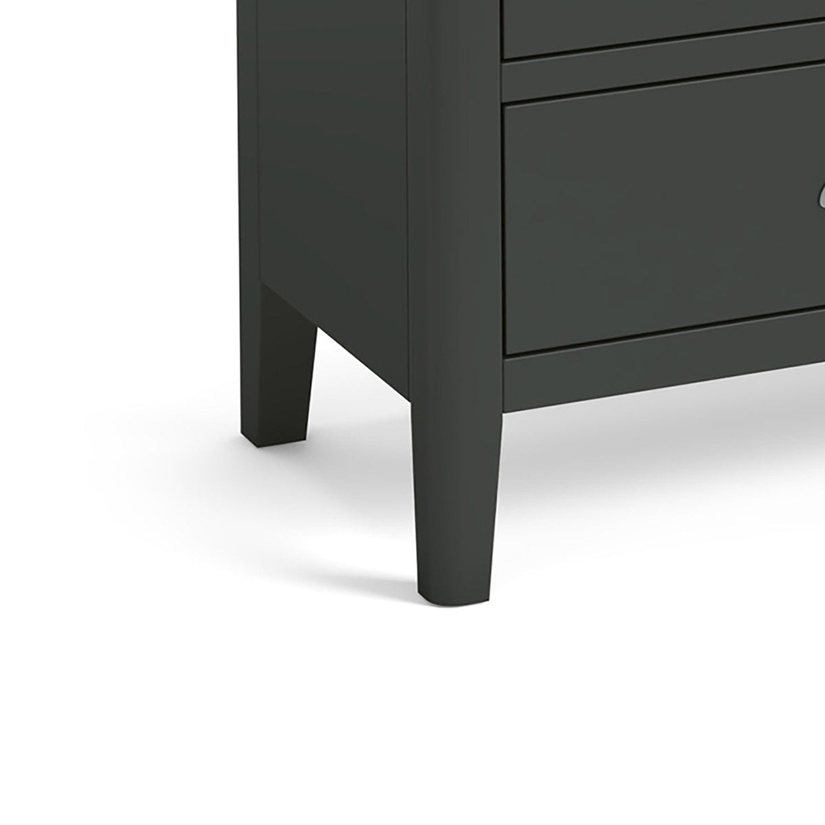 Dumbarton Charcoal Grey 3 over 3 Large Chest of Drawers - Close up of feet
