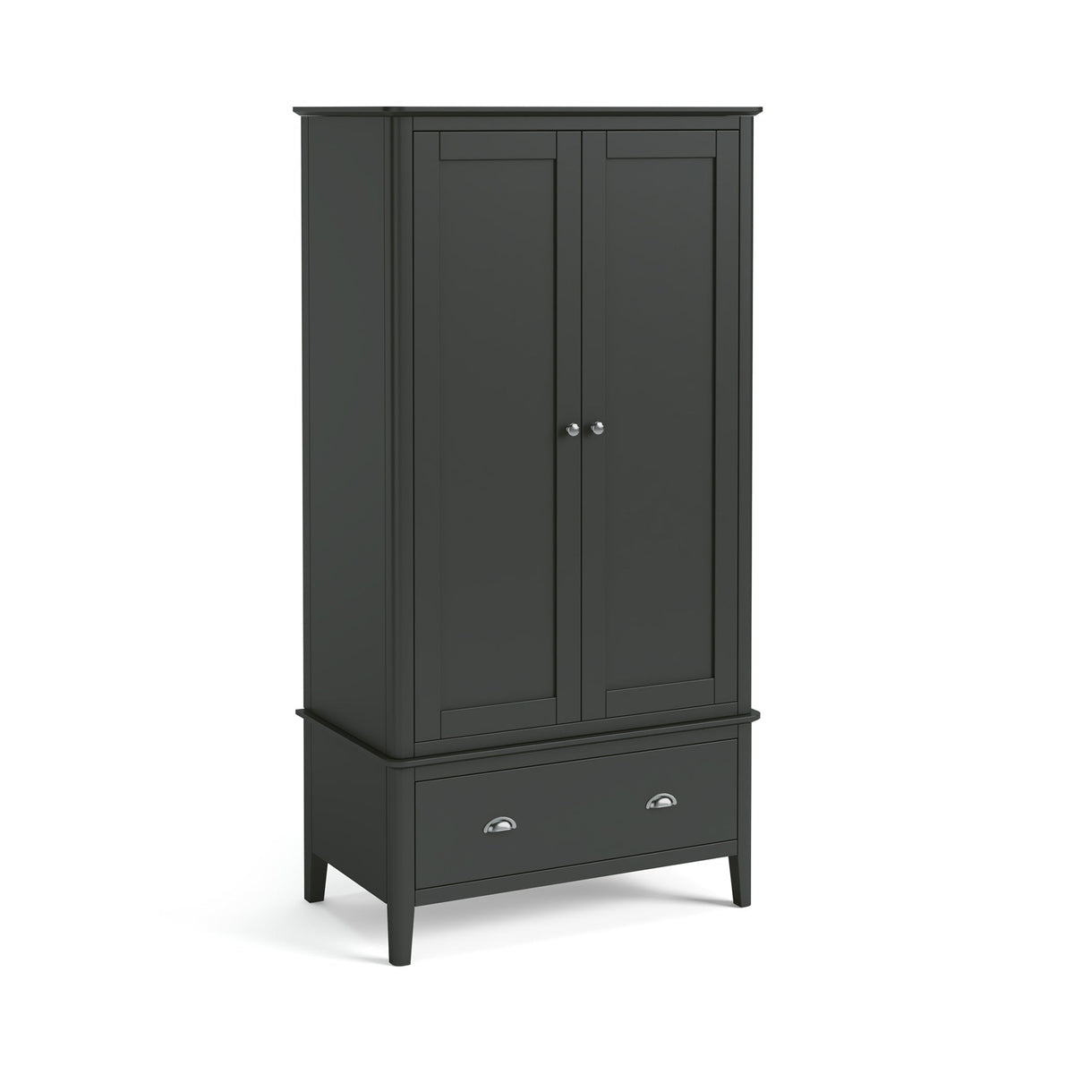 Dumbarton Charcoal Grey 2 Door Double Wardrobe with Drawer from Roseland Furniture