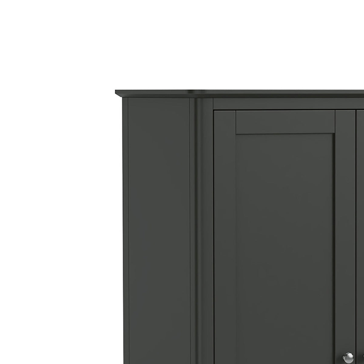 Dumbarton Charcoal Grey 3 Door Triple Wardrobe - Close up of top