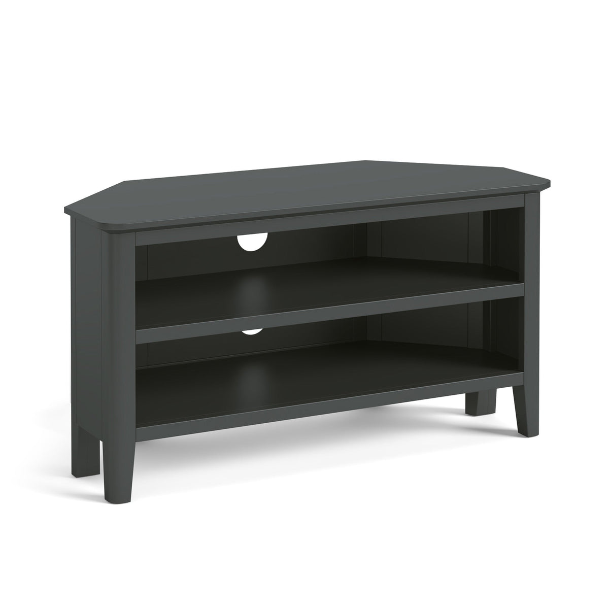 Dumbarton Charcoal Grey 95cm Corner TV Unit Media Shelving Stand from Roseland Furniture