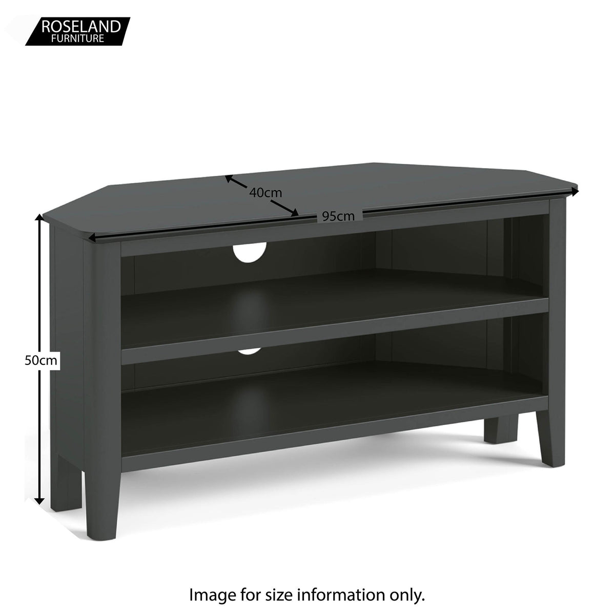 Dumbarton Charcoal Grey 95cm Corner TV Unit - Size Guide