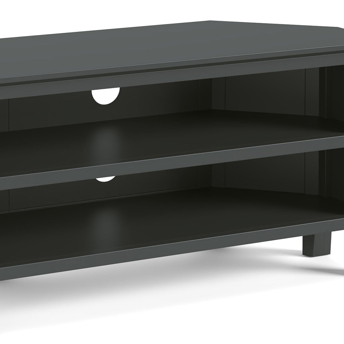 Dumbarton Charcoal Grey 95cm Corner TV Unit - Close up of shelving