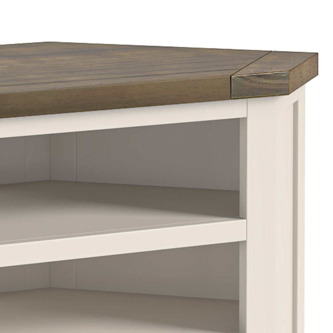 Ivory corner tv outlet stand