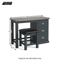Dimensions - Bristol Charcoal Dressing Table & Stool
