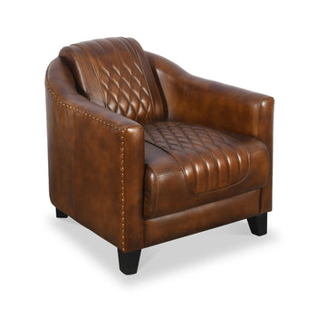 Pierre Leather Quilted Back Tub Armchair