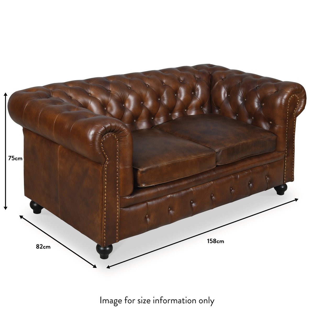 Nina Leather Chesterfield 2 Seat Sofa from Roseland