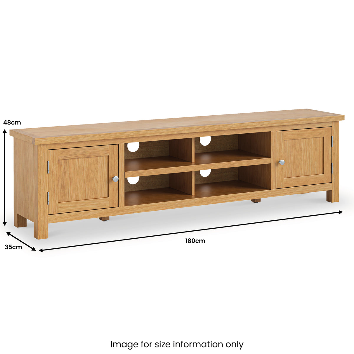 London Oak 180cm Extra Wide TV Stand dimensions