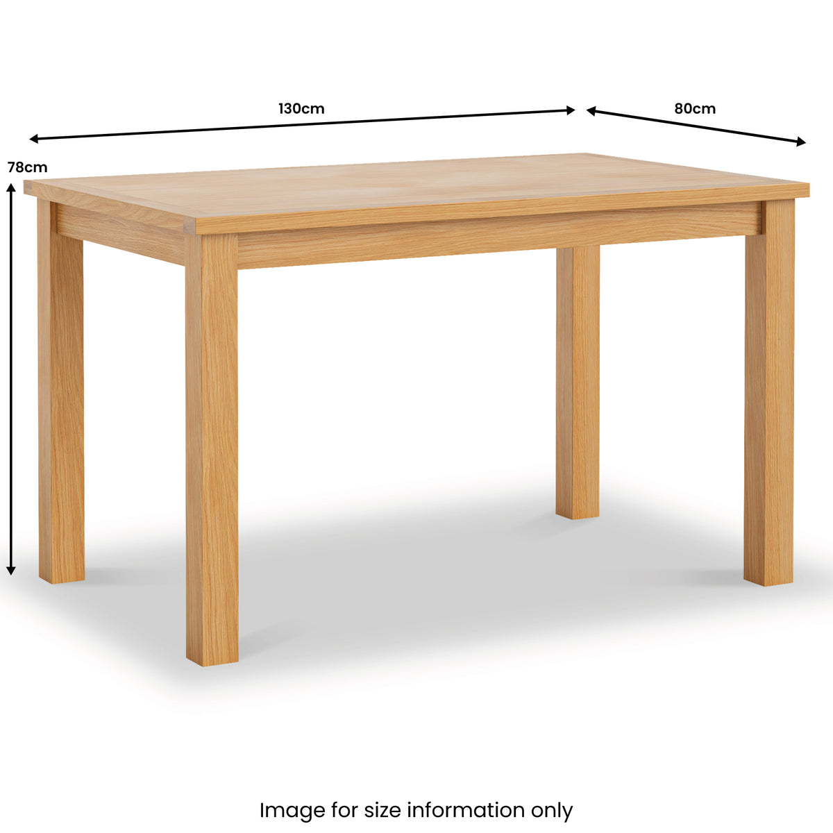 London Oak 130cm Fixed Dining Table dimensions
