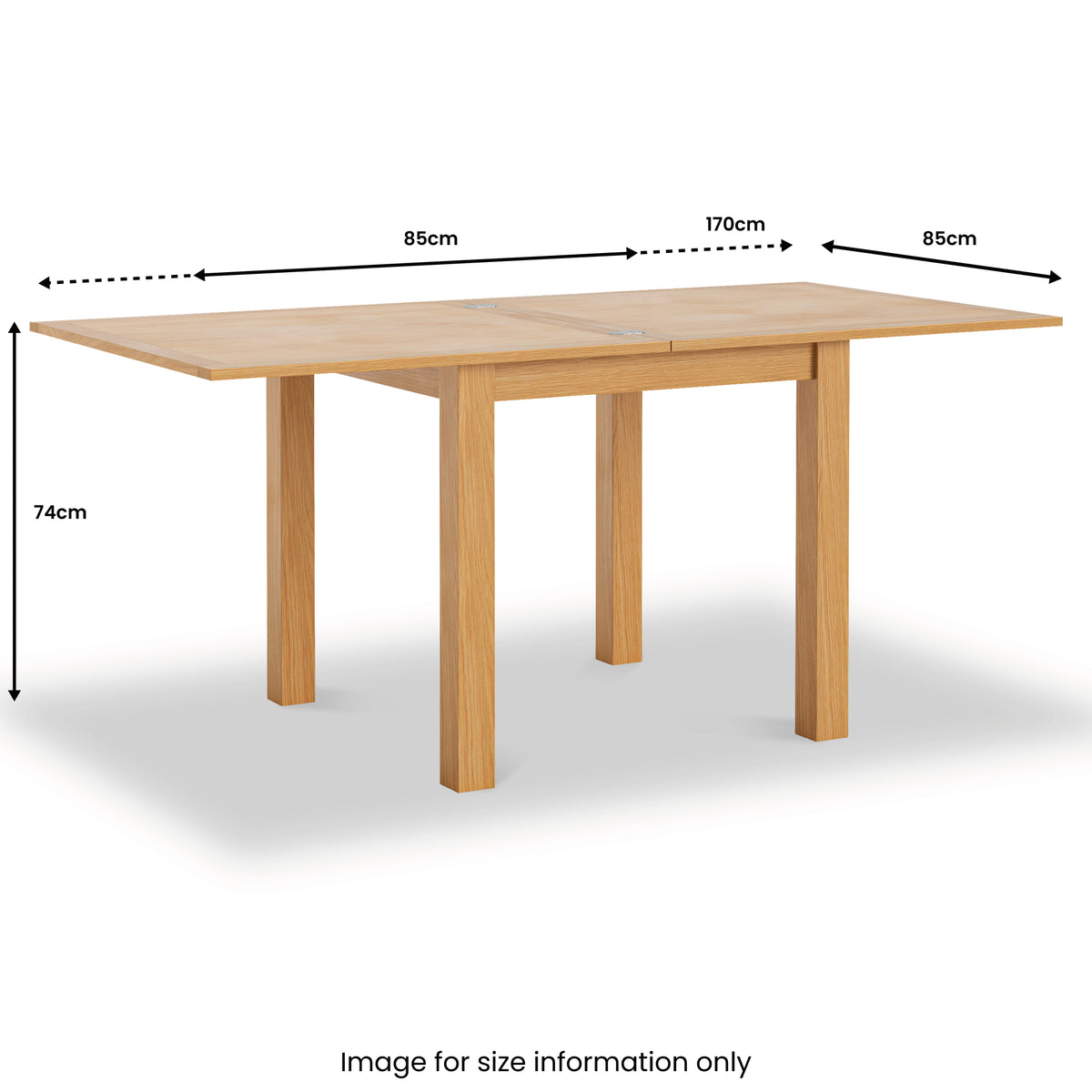 London Oak 85-170cm Flip Top Dining Table dimensions