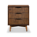 Oskar 3 Drawer Grooved Bedside Table for Bedroom