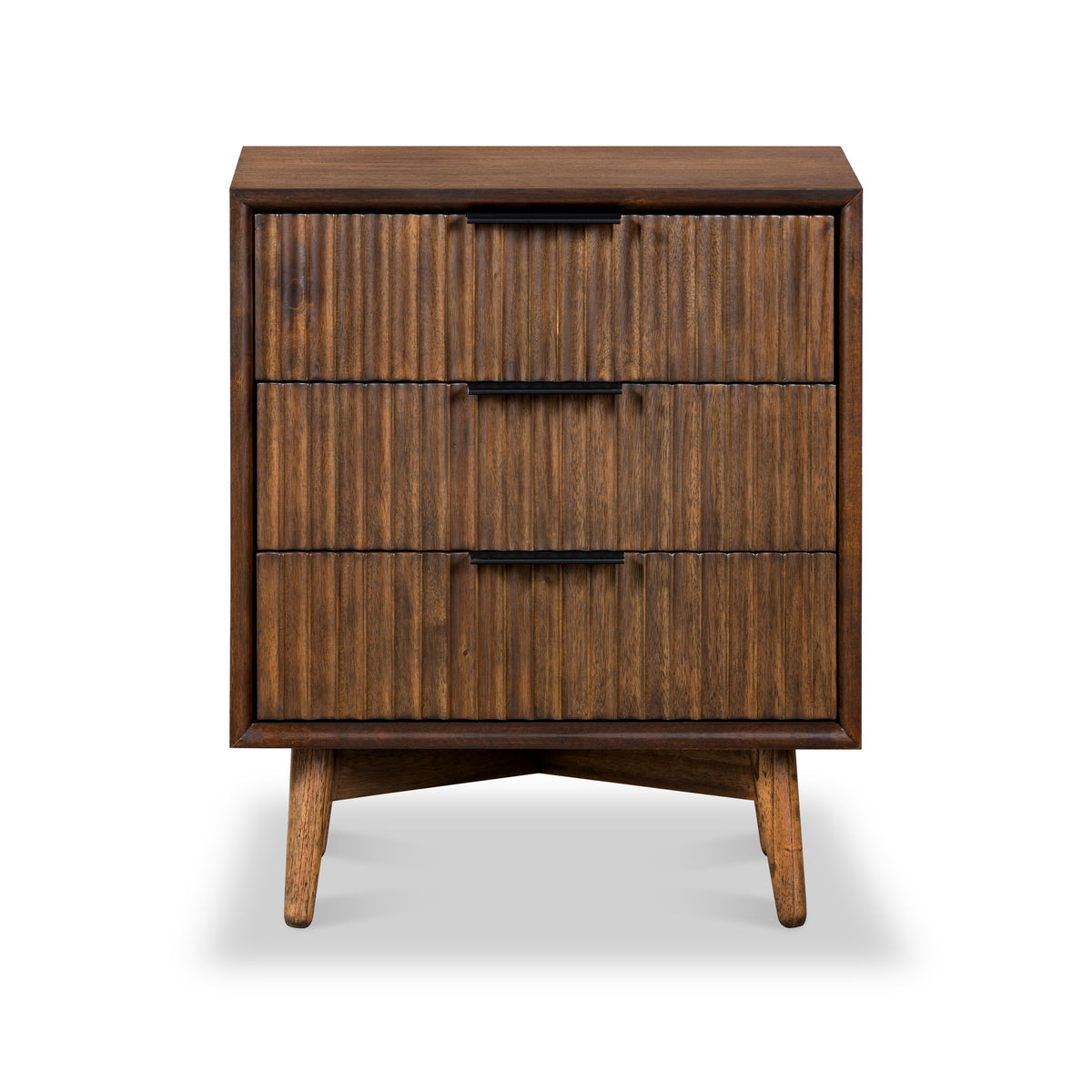 Oskar 3 Drawer Grooved Bedside Table for Bedroom