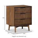 Oskar 3 Drawer Grooved Bedside Table dimensions