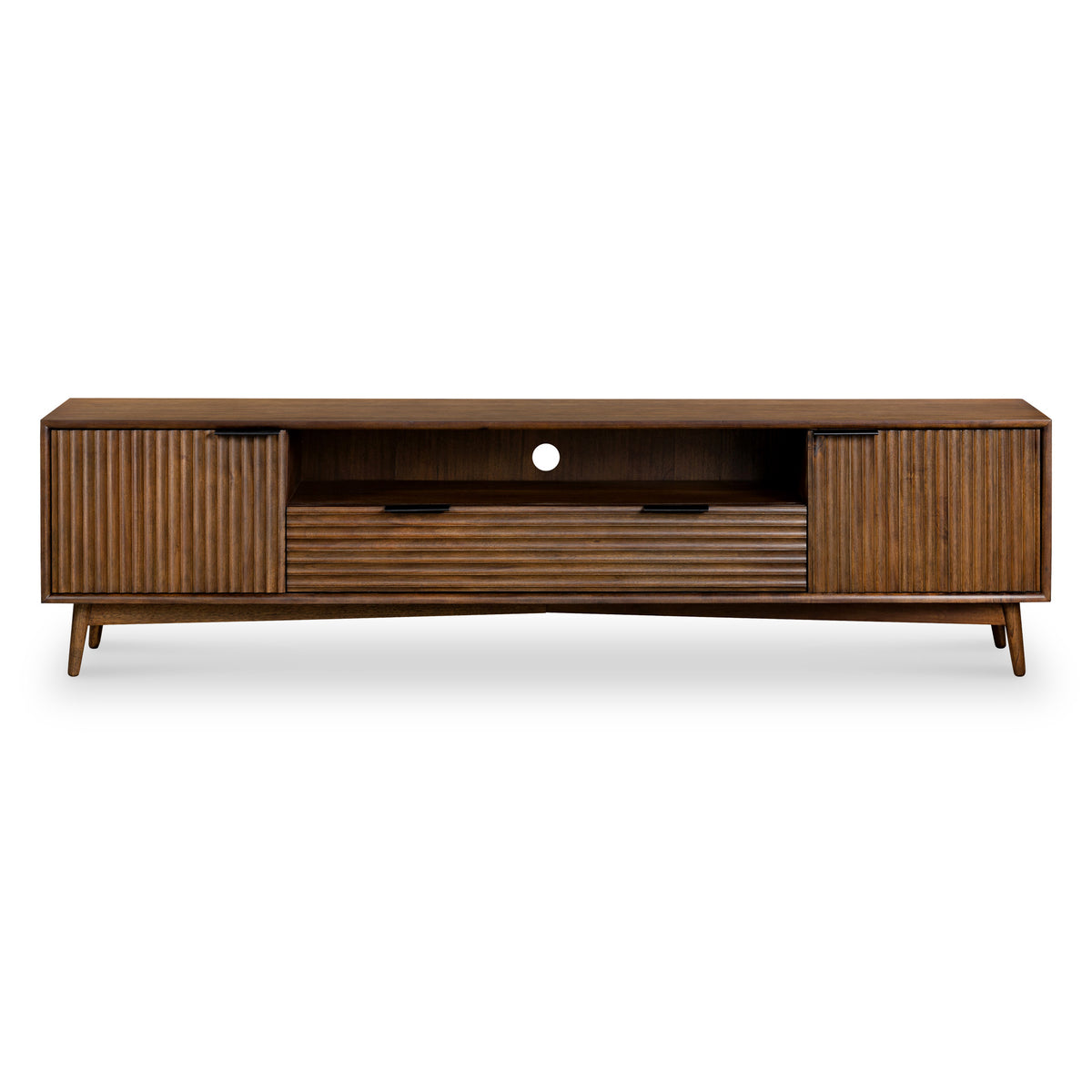 Oskar Walnut Stain Wide 190cm Grooved TV Unit Roseland