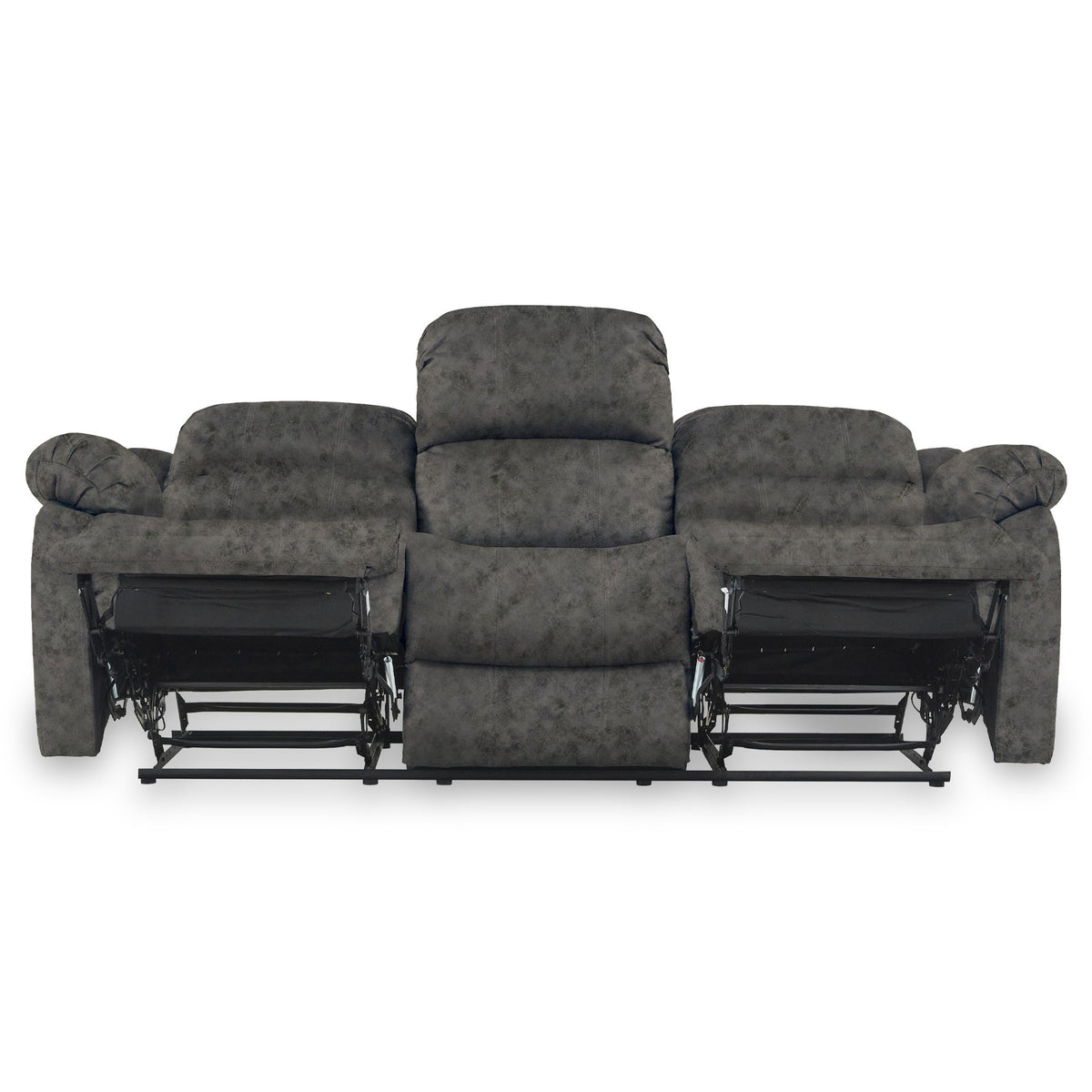 Anton Charcoal Zonica Leather Reclining 3 Seater Sofa
