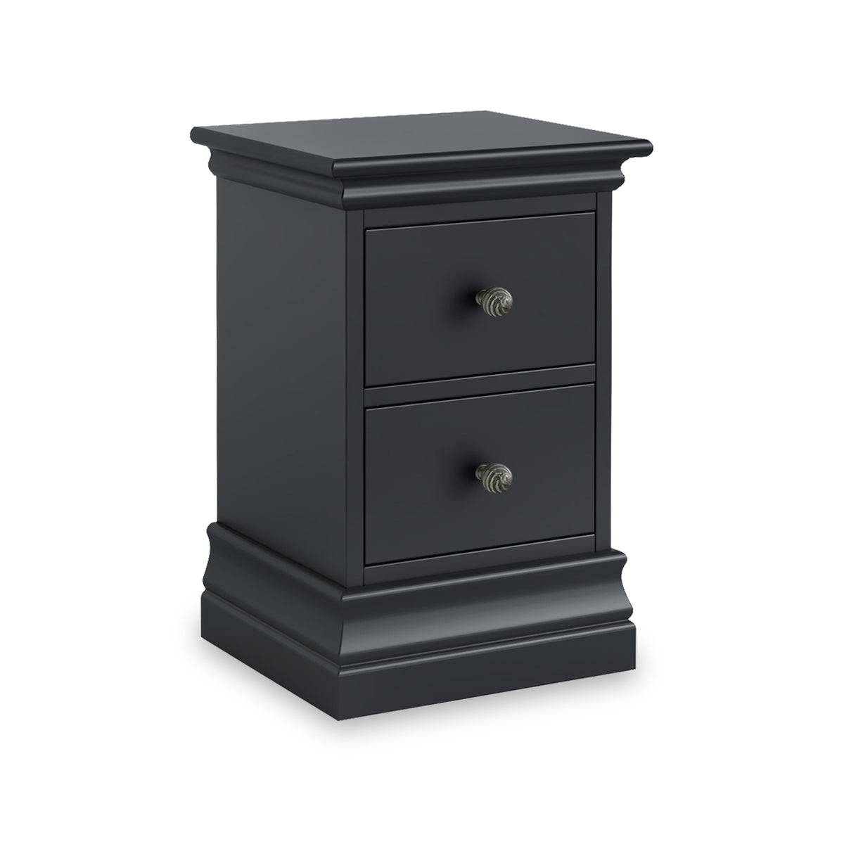 Porter Charcoal 2 Drawer Narrow Bedside Table from roseland furniture