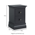 Porter Charcoal 2 Drawer Narrow Bedside Table dimensions