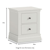 Porter Grey 2 Drawer Bedside Table dimensions