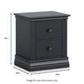 Porter Charcoal 2 Drawer Bedside Table dimensions