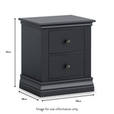 Porter Charcoal 2 Drawer Bedside Table dimensions