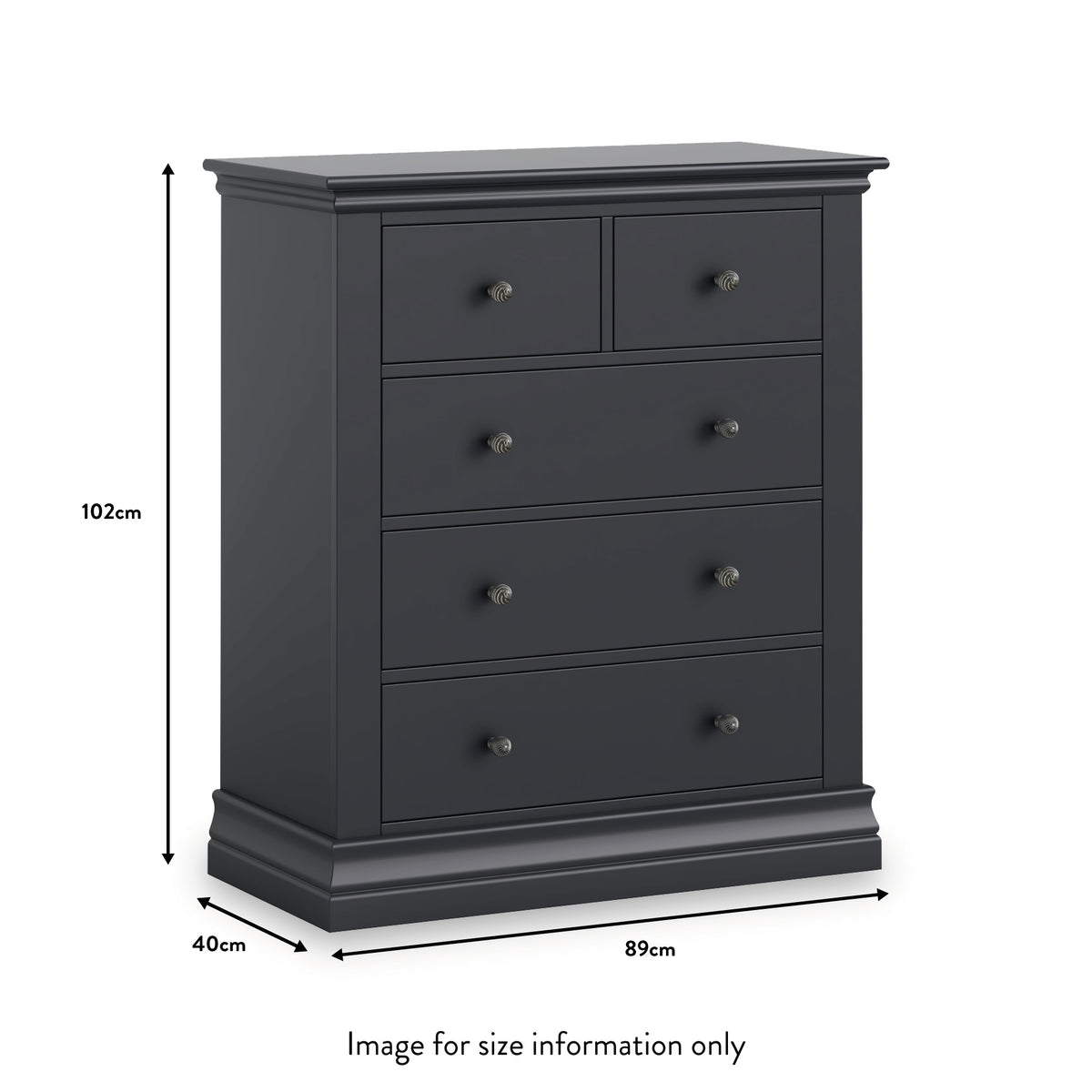 Porter Charcoal 2 Over 3 Chest of Drawers dimensions
