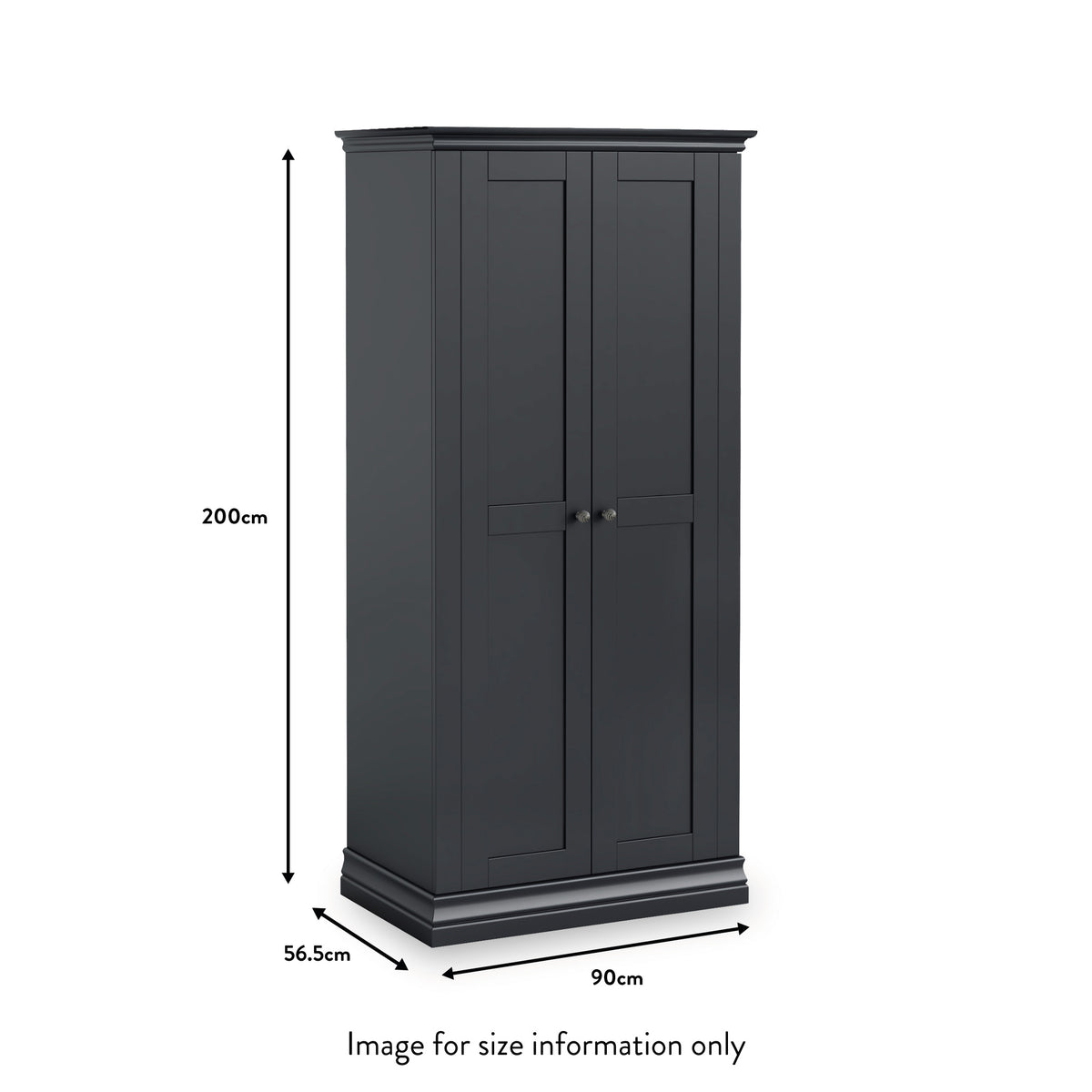 Porter Charcoal Full Hanging Double Wardrobe dimensions
