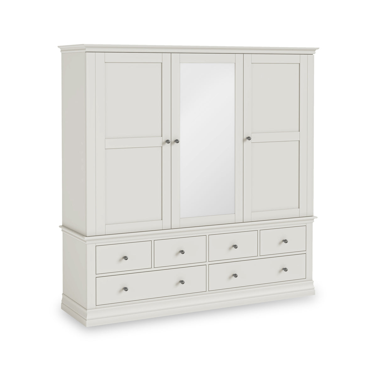 Porter Grey Triple Wardrobe with 6 Drawers from Roseland Furniture