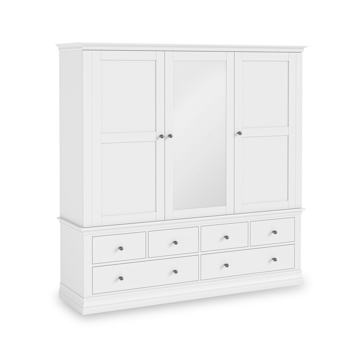 Porter White Triple Wardrobe with 6 Drawers from Roseland Furniture